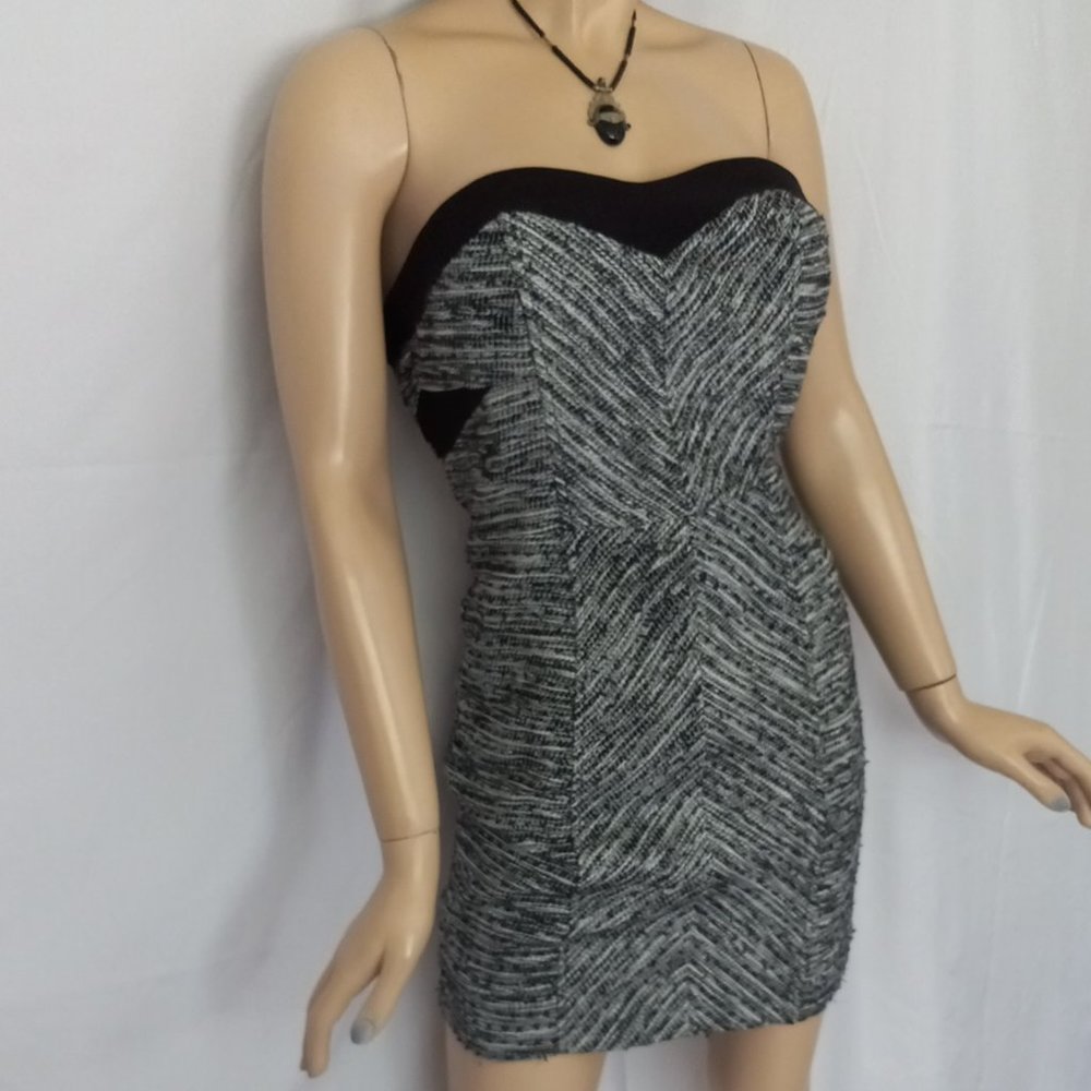 Nwt Anthropologie By Adelyn Rae Gray/Black Strapless Dress Sz S Very CHIC! - Picture 4 of 9